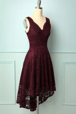 Vestido Borgonha com decote em v