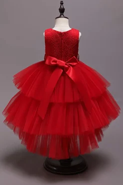 Vestido branco A-Line Tiered Flower Girl com renda