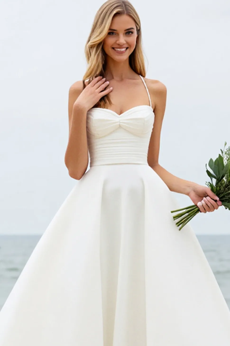 Vestido Branco De Baile/Princesa Cetim Longo Vestido de Noiva