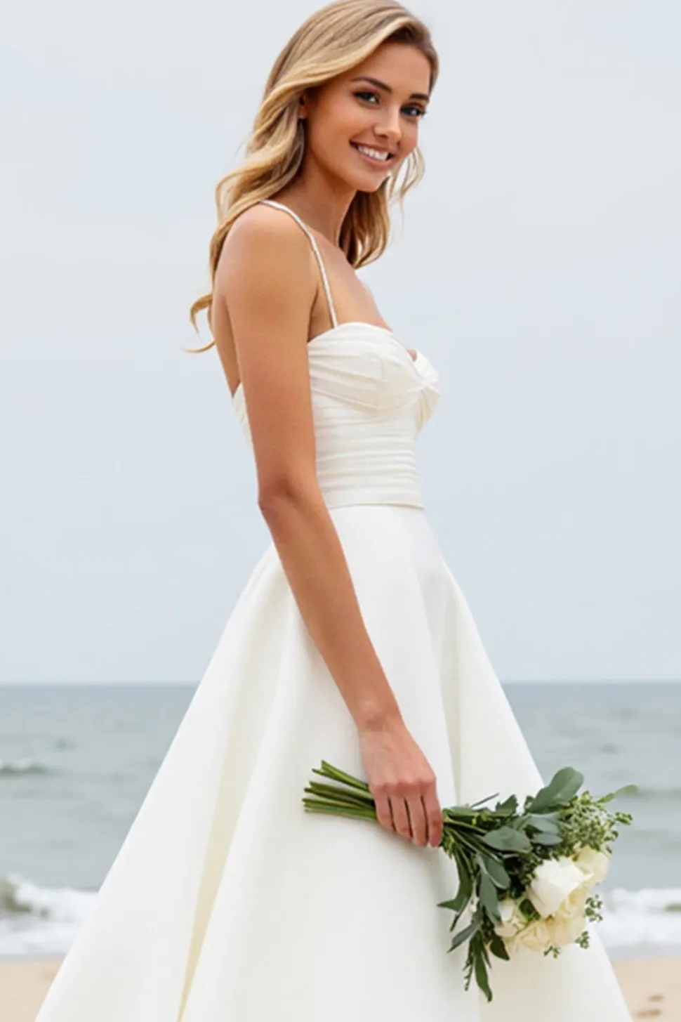 Vestido Branco De Baile/Princesa Cetim Longo Vestido de Noiva