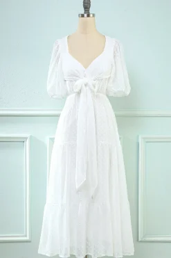 Vestido branco midi babydoll