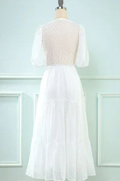 Vestido branco midi babydoll