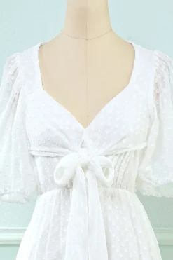 Vestido branco midi babydoll
