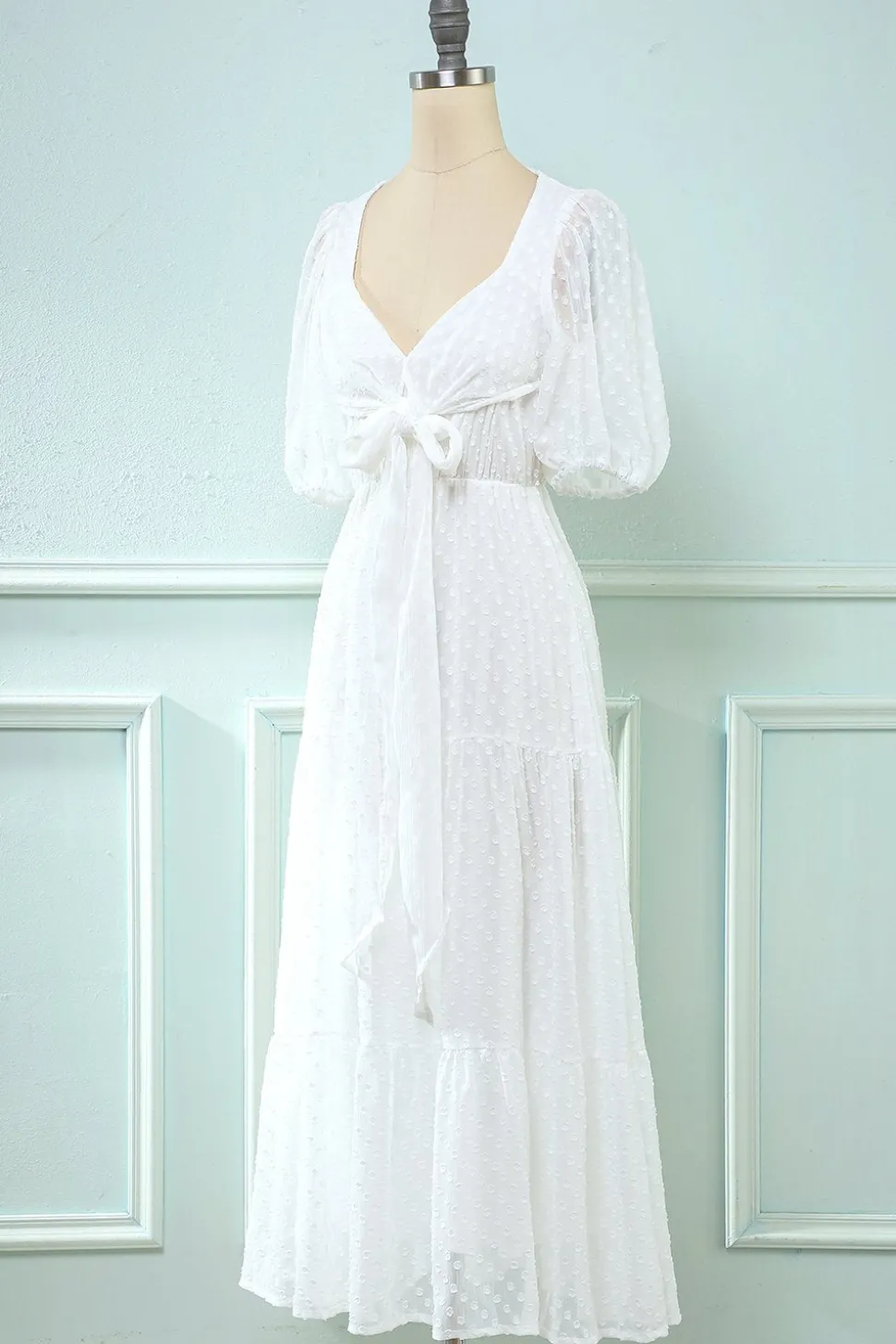Vestido branco midi babydoll