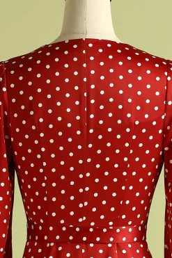Vestido casual de bolinhas bordô