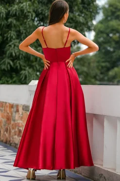 Vestido Cetim Borgonha
