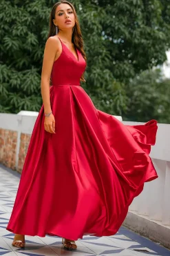 Vestido Cetim Borgonha