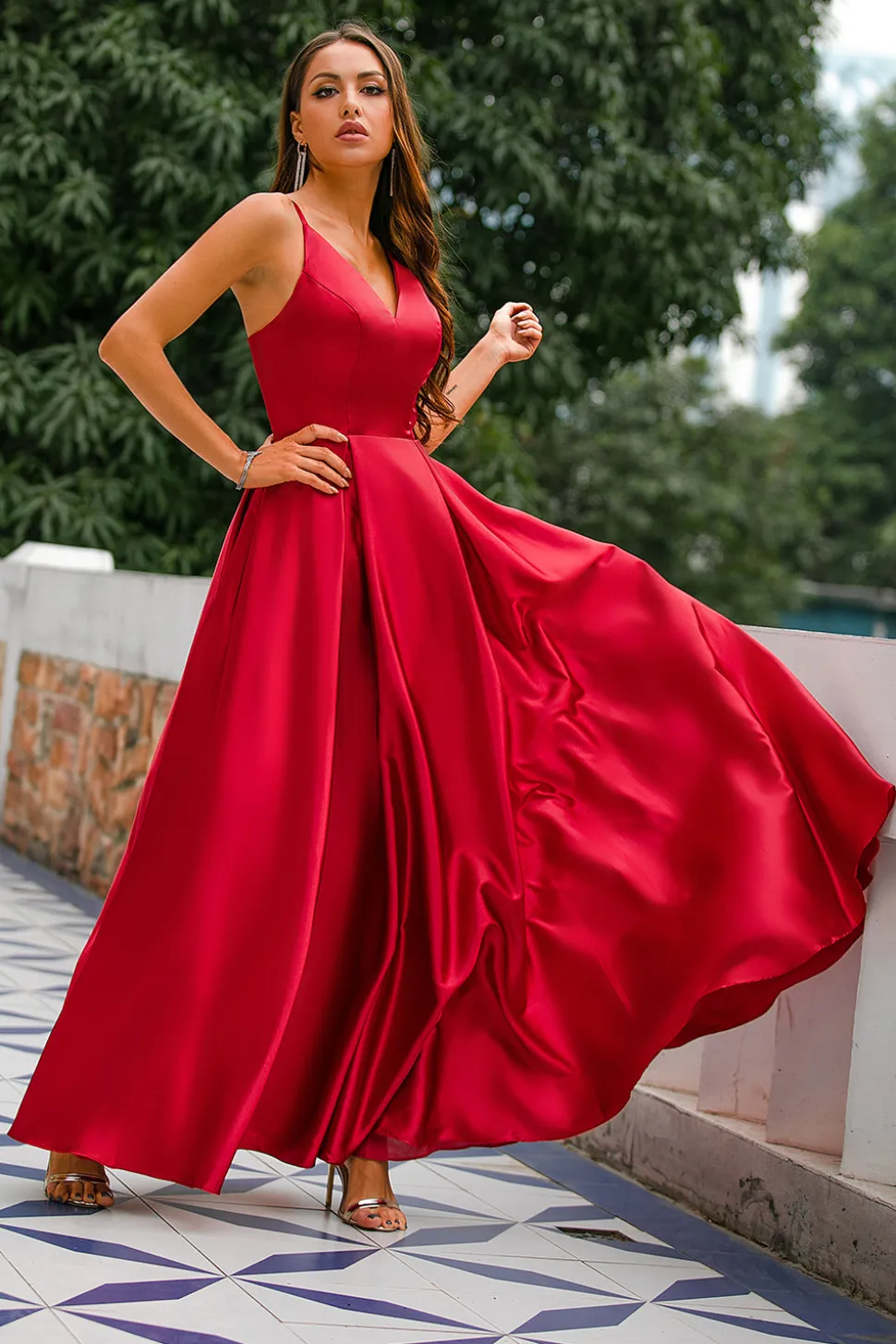 Vestido Cetim Borgonha