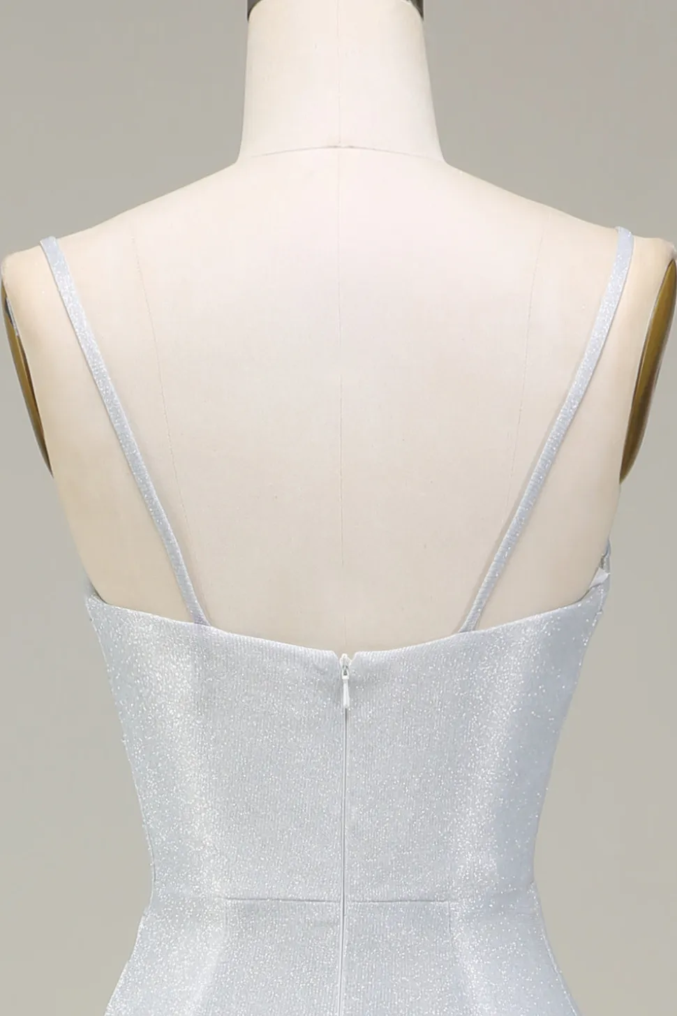 Vestido cinzento Mermiad Sparkly Prom com pregas