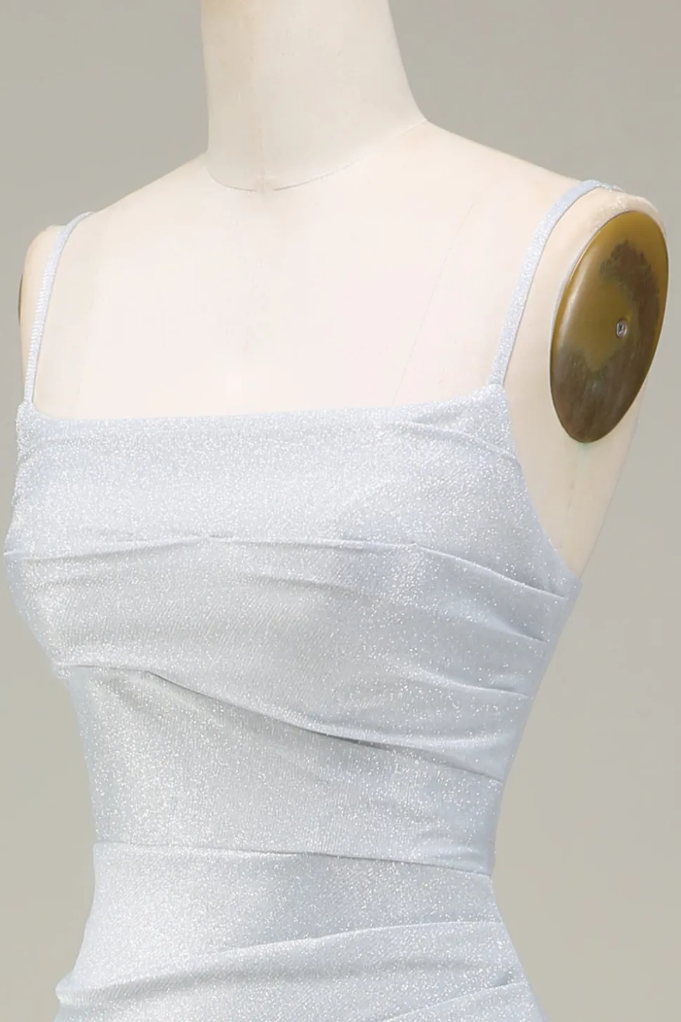 Vestido cinzento Mermiad Sparkly Prom com pregas
