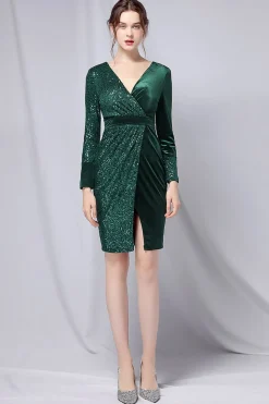Vestido Curto de Veludo Borgonha
