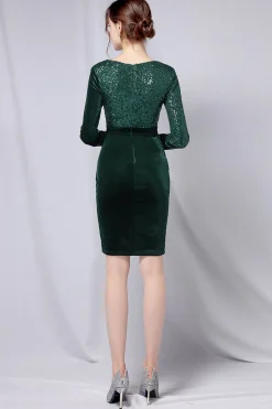 Vestido Curto de Veludo Borgonha