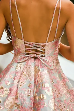 Vestido Curto Rosa Cintas de Espaguete