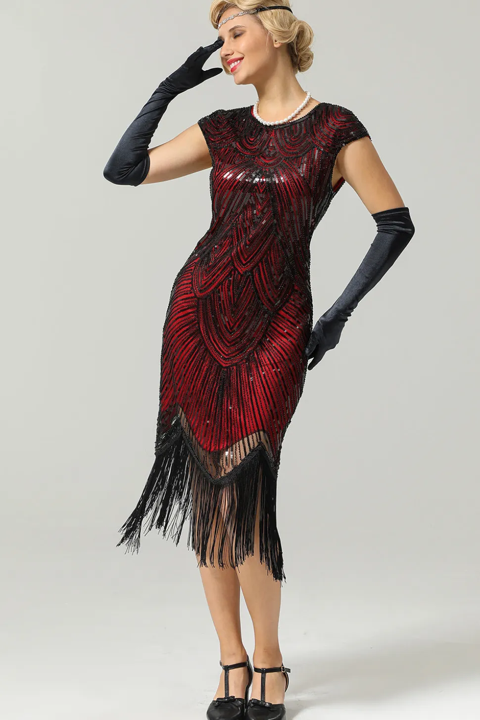 Vestido da franja do brilho de Borgonha Gatsby dos anos 20