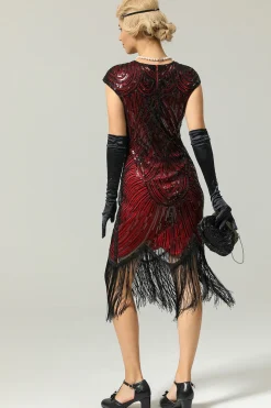 Vestido da franja do brilho de Borgonha Gatsby dos anos 20