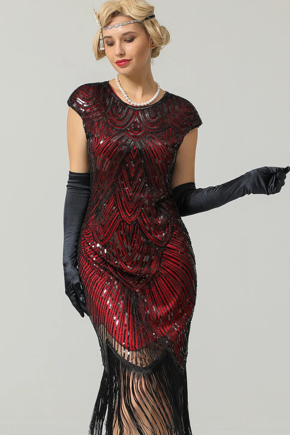 Vestido da franja do brilho de Borgonha Gatsby dos anos 20