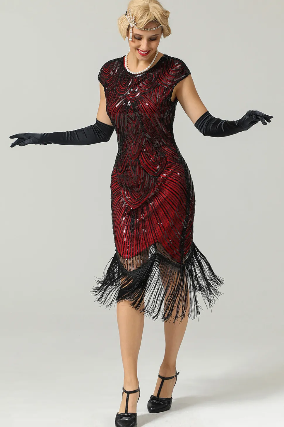 Vestido da franja do brilho de Borgonha Gatsby dos anos 20