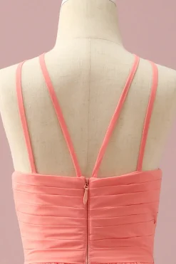 Vestido Dama de Honra Júnior Chiffon Halter Laranja