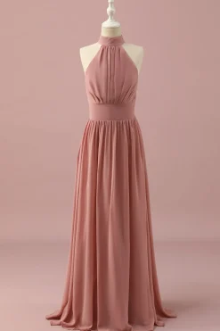 Vestido Dama de Honra Júnior Halter Castanho Claro