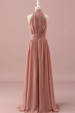 Vestido Dama de Honra Júnior Halter Castanho Claro