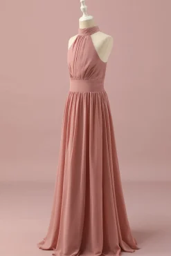 Vestido Dama de Honra Júnior Halter Castanho Claro