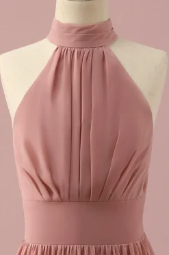 Vestido Dama de Honra Júnior Halter Castanho Claro
