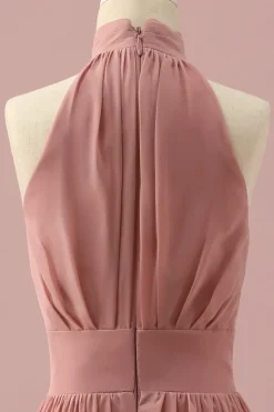 Vestido Dama de Honra Júnior Halter Castanho Claro