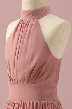 Vestido Dama de Honra Júnior Halter Castanho Claro
