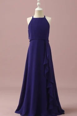 Vestido Dama de Honra Júnior Halter Roxo Chiffon