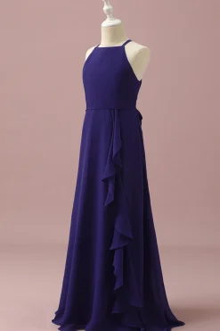 Vestido Dama de Honra Júnior Halter Roxo Chiffon