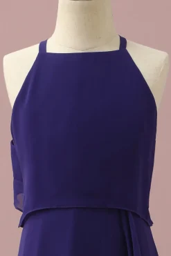 Vestido Dama de Honra Júnior Halter Roxo Chiffon