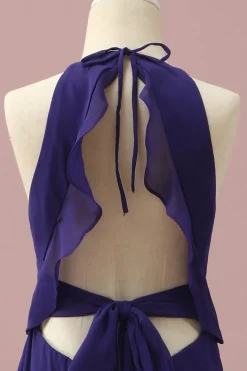 Vestido Dama de Honra Júnior Halter Roxo Chiffon