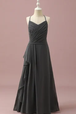 Vestido Dama de Honra Júnior Halter Cinza