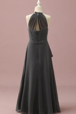Vestido Dama de Honra Júnior Halter Cinza