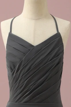Vestido Dama de Honra Júnior Halter Cinza