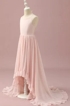 Vestido Dama de Honra Rosa Claro Chiffon Halter