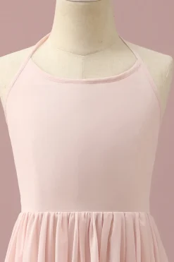 Vestido Dama de Honra Rosa Claro Chiffon Halter
