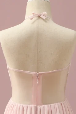 Vestido Dama de Honra Rosa Claro Chiffon Halter
