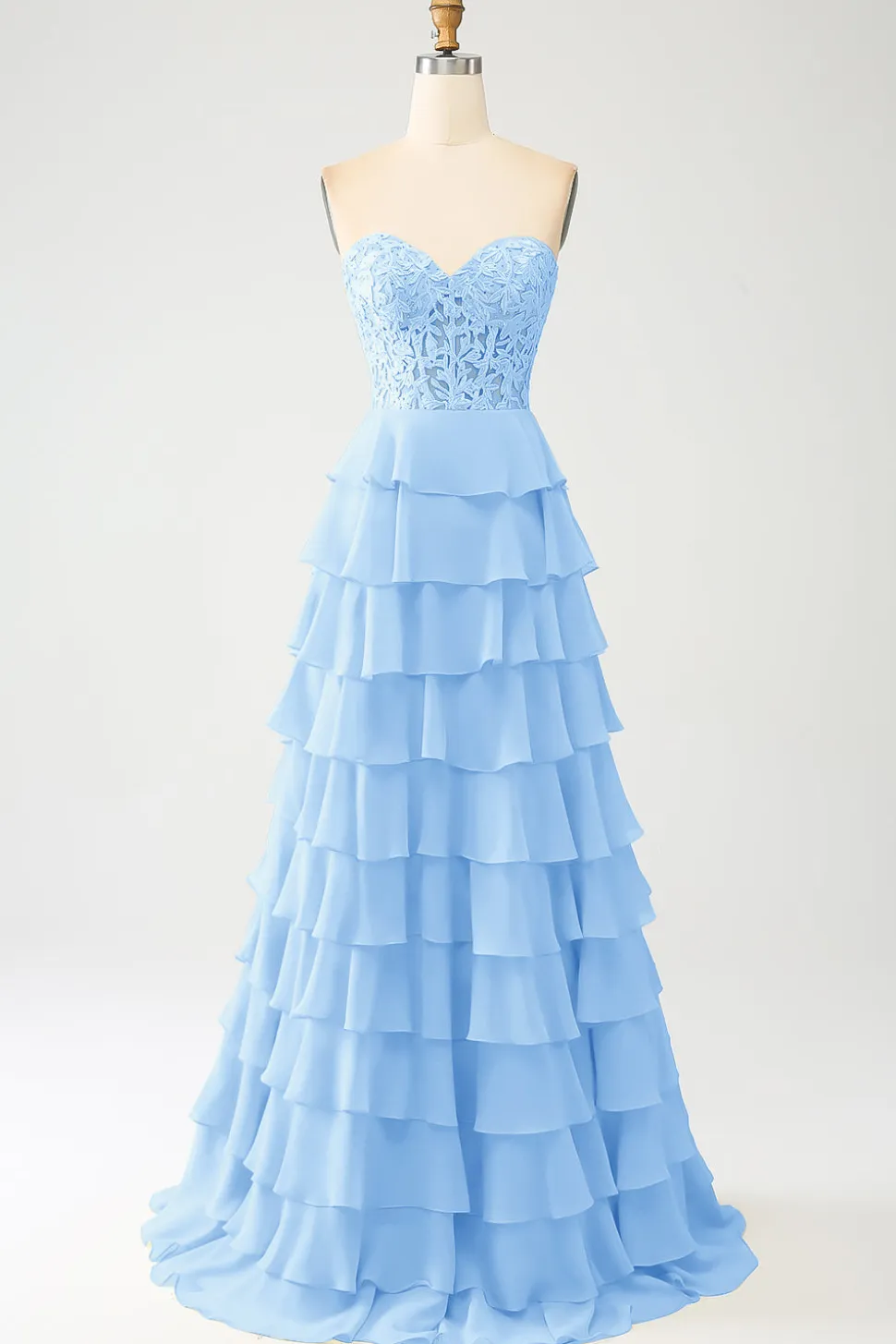 Vestido de baile amarelo querido em camadas