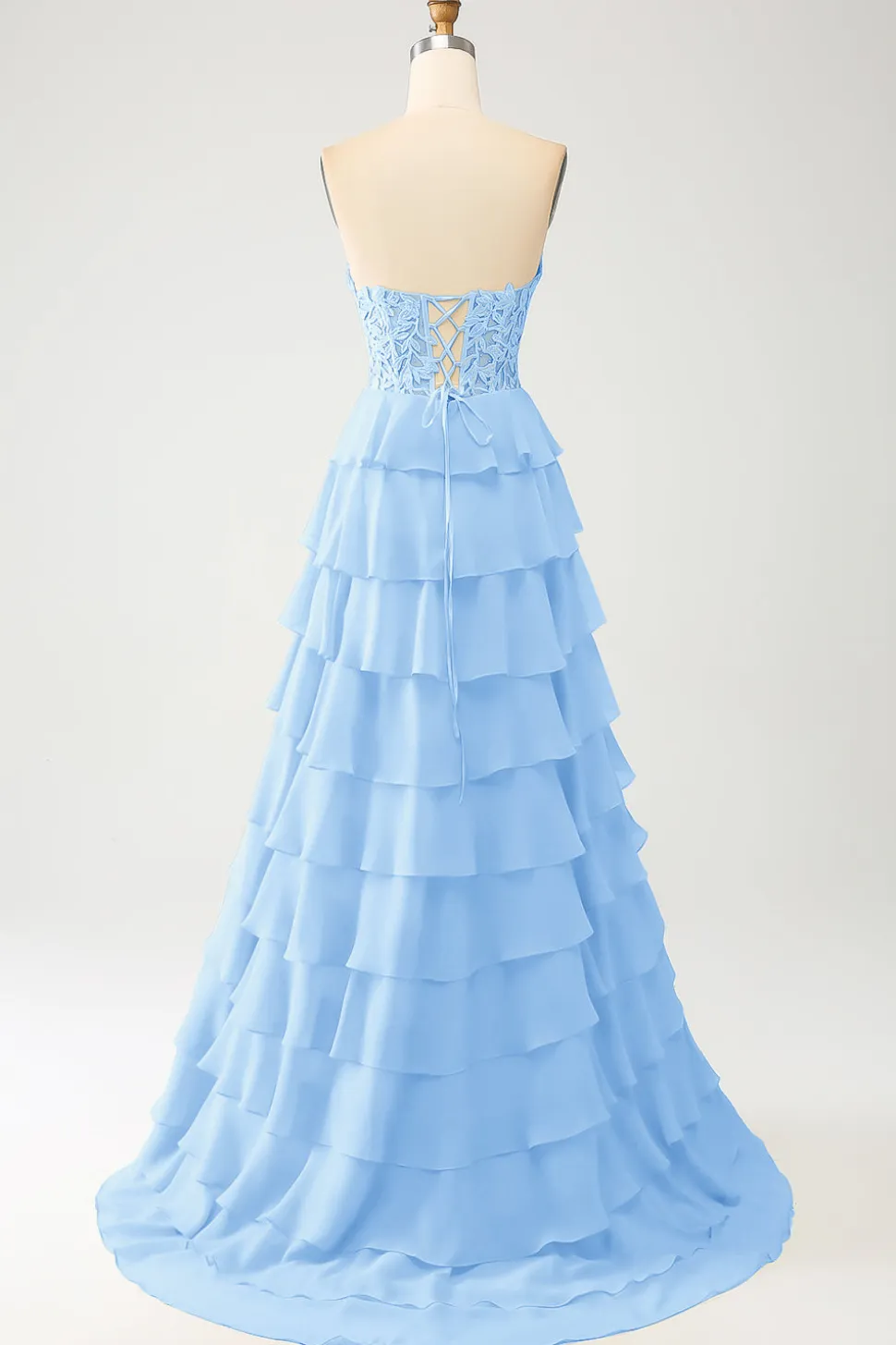 Vestido de baile amarelo querido em camadas