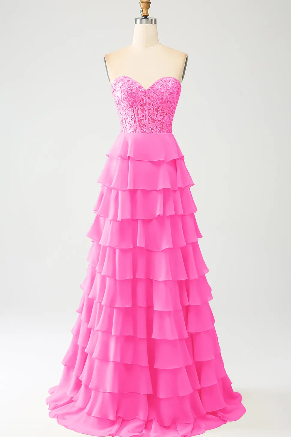 Vestido de baile amarelo querido em camadas