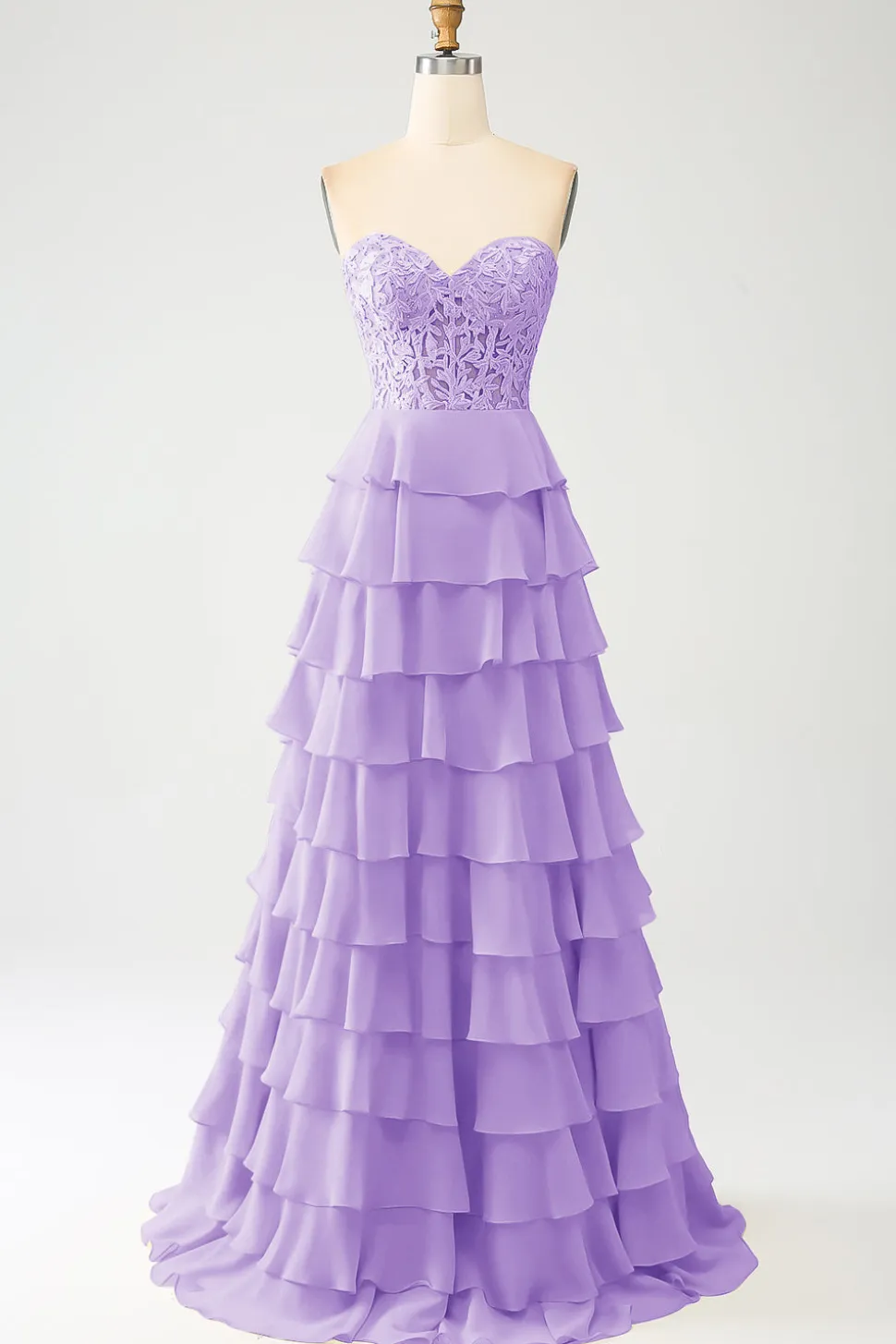 Vestido de baile amarelo querido em camadas