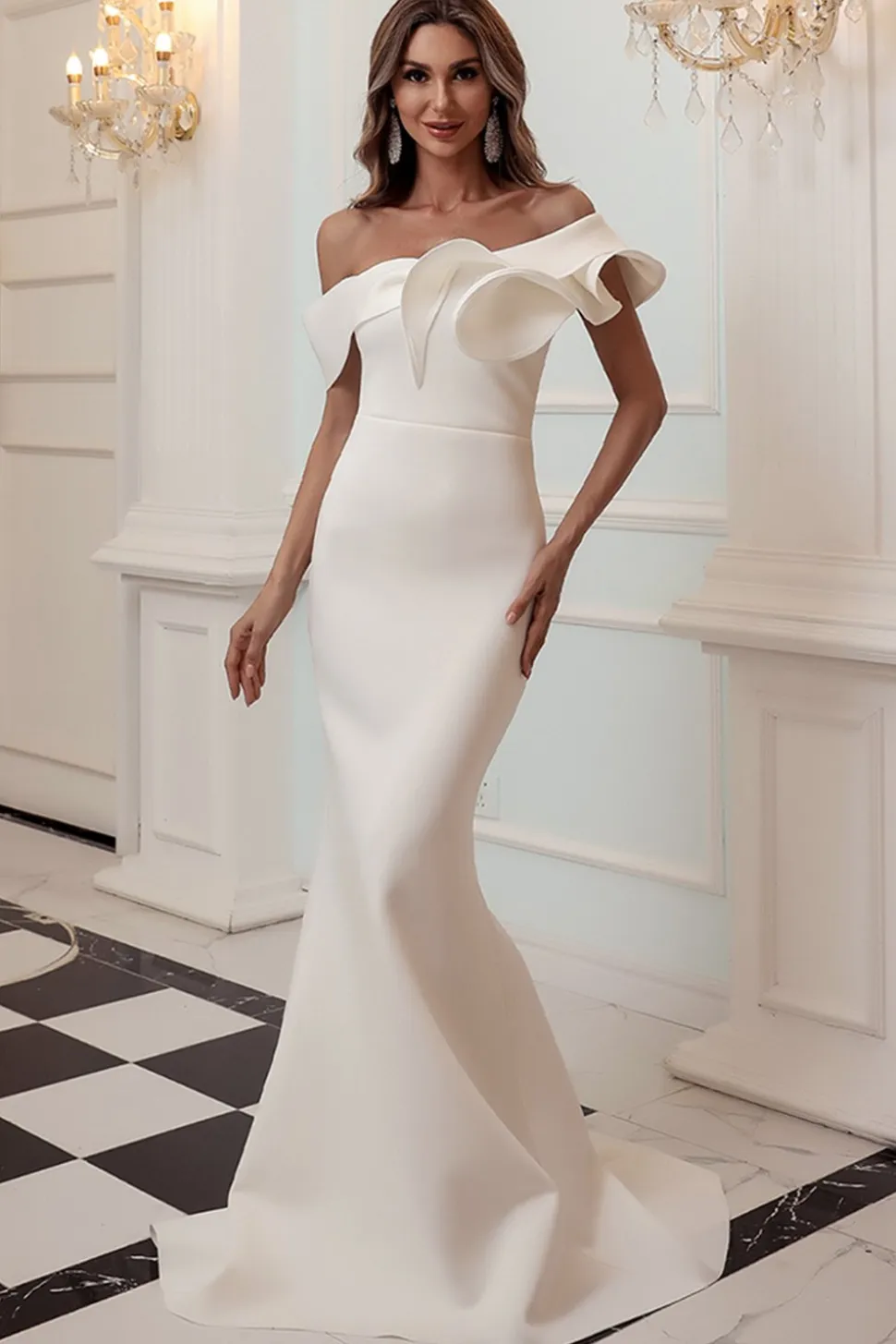 Vestido de baile borgonha de sereia de um ombro