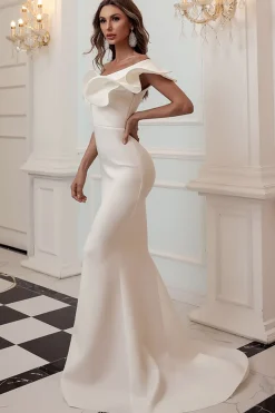 Vestido de baile borgonha de sereia de um ombro