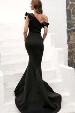 Vestido de baile borgonha de sereia de um ombro