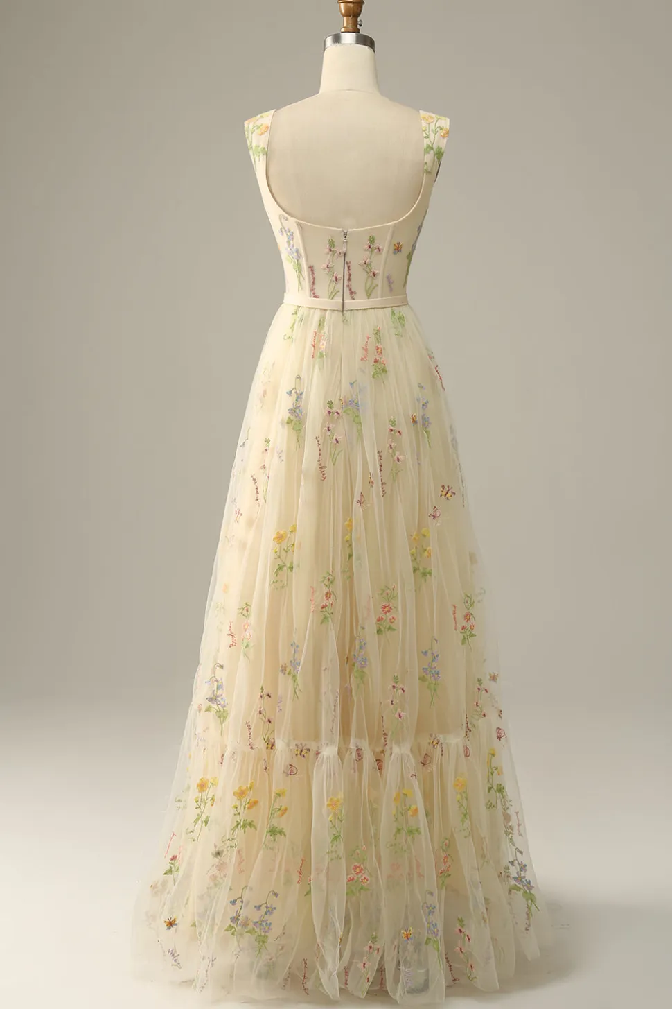 Vestido de baile champanhe A-Line