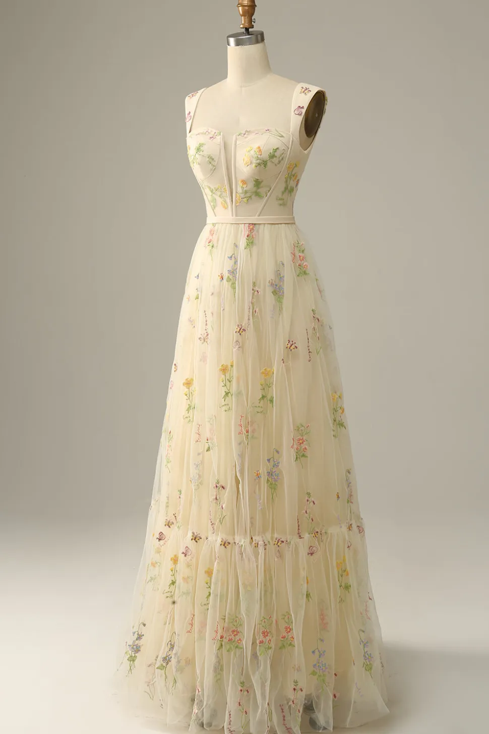 Vestido de baile champanhe A-Line