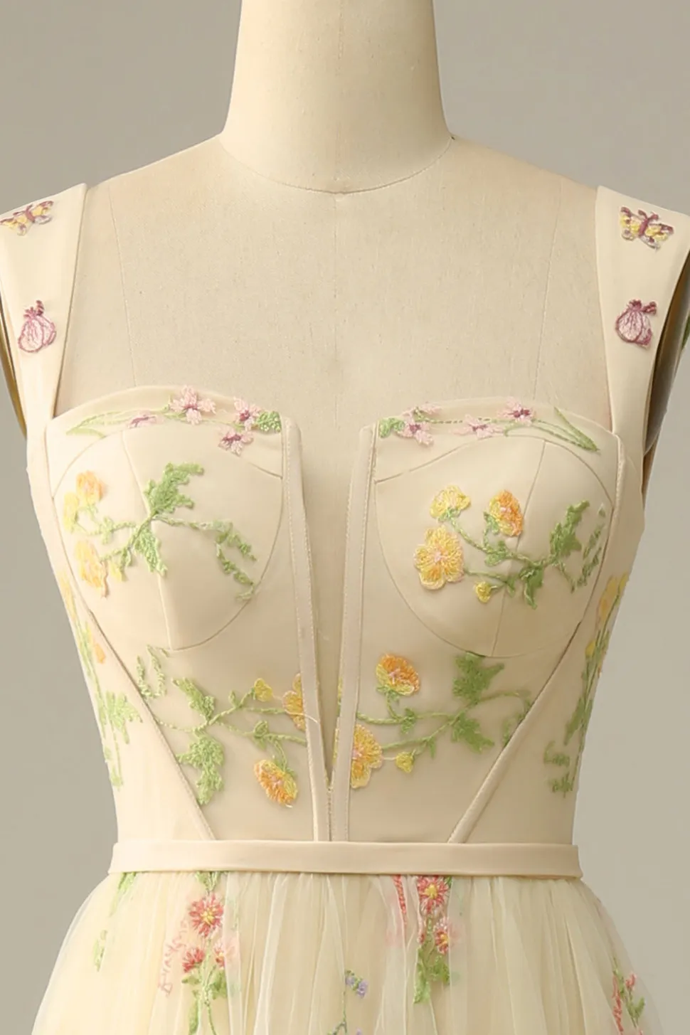 Vestido de baile champanhe A-Line