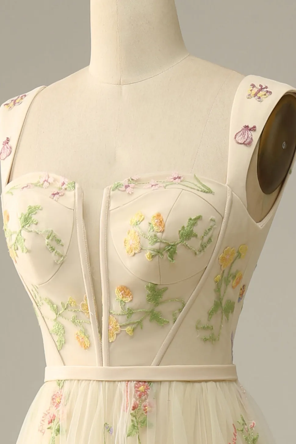 Vestido de baile champanhe A-Line
