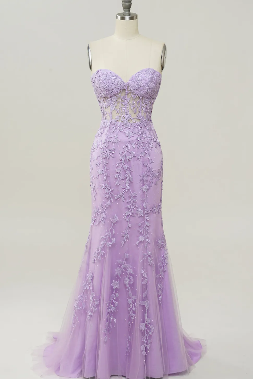 Vestido de baile com apliques sereia roxo